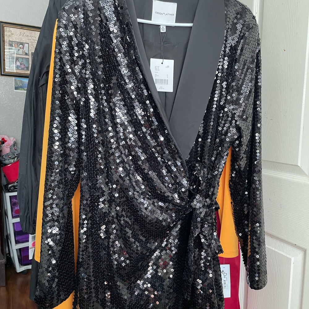 Gibson Latimer Black Sequin Dress